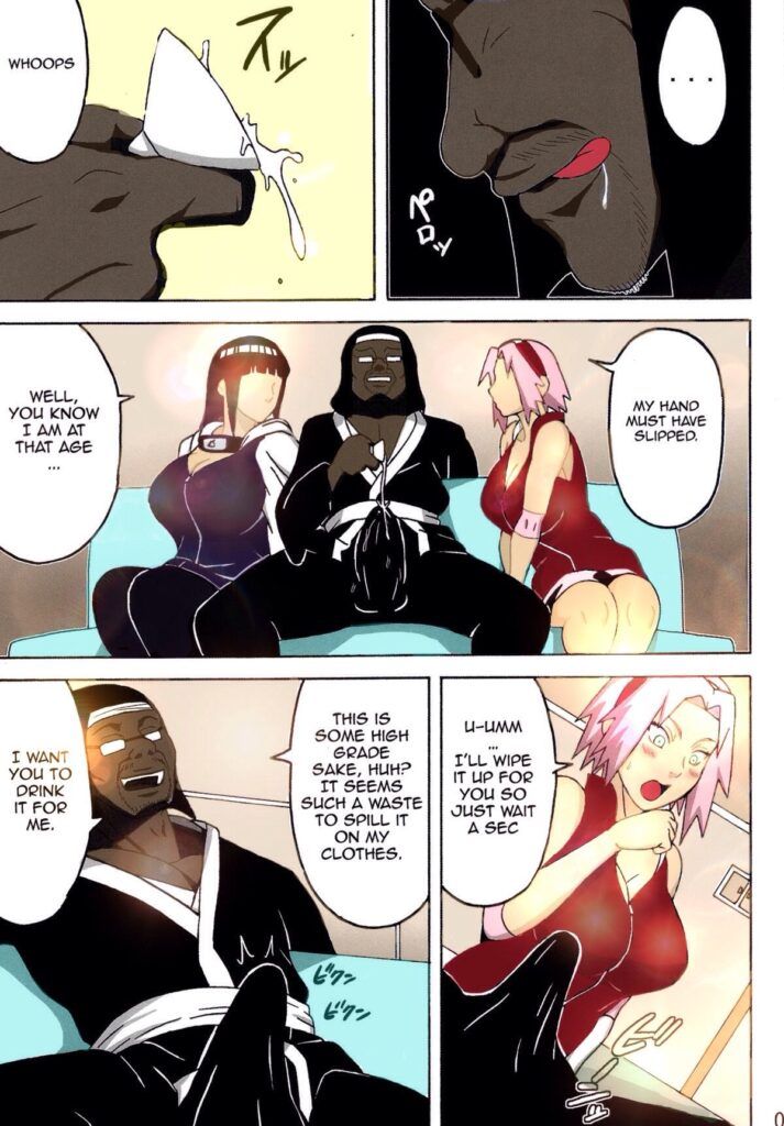 Sakura and Hinata with the black guy